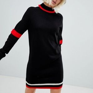 ASOS Design Striped Mock Neck Sweater Shirt Dress